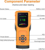 Portable 6-in-1 Air Quality Monitor Indoor Air Quality Tester Air Quality Meter with CO2 TVOC PM2.5 PM10 Particles AQI Detector for Cars Home School Office 3000mAh Battery