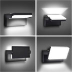 rosykite 60W LED Outdoor Wall Lights with 360°Rotation, Flood Lights Outdoor 5000K 4000K 3000K 3 Colors Changeable,Outside Sconce Security Lights for Garage Barn Front Porch