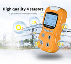 XLA Alert Portable Gas Detector, Gas Clip 4 Gas Monitor Meter Tester Analyzer, Rechargeable LCD Display Sound Light Shock Air Quality Tester, 2 Year Detector…