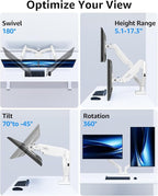 Dual Monitor Stand fits up to 32 inch, 4.4-22 lbs Computer Screens, Dual Monitor Desk Mount Height Adjustable, Monitor Arms for 2 Monitors, Home Office VESA Mounts, Freelift White