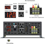 WZRELB 3500W 24VDC 120VAC Pure Sine Wave Power Inverter, 2 AC Outlets, Wired Remote Control, RV (RBP-350024WR)