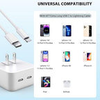 iPhone Charger Fast Charging, 40W Dual USB C Wall Charger Apple MFi Certified Dual USB-C Port Power Adapter with 2Pack 6FT USB-C to Lightning Cable for iPhone 14 Plus/13/12/11/XS/XR/X/iPad Wall Block