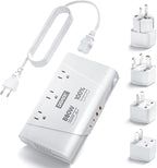 DOACE 800W Travel Adapter Voltage Converter, 220V to 110V Pure Sine Wave Step-Down Transformer for International Travel, 3 AC Outlets & 4 USB, Compatible with Phones, Hair Tools, Cameras & Laptops