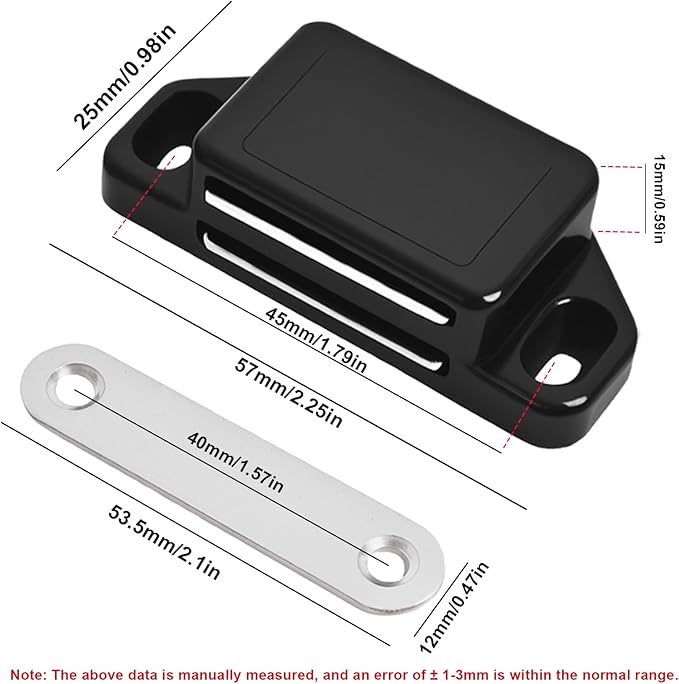8 Pack Magnetic Push Latch,Heavy Duty Magnetic Touch Latch,for Push to Open Cabinet or Kitchen Drawer, Kitchen Door (Black - 0.98 inch, 8 Pack)