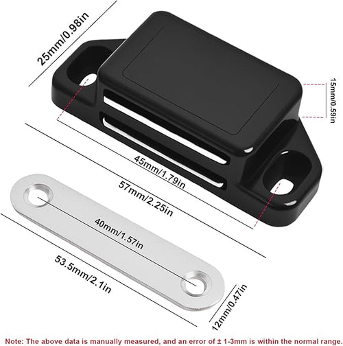 8 Pack Magnetic Push Latch,Heavy Duty Magnetic Touch Latch,for Push to Open Cabinet or Kitchen Drawer, Kitchen Door (Black - 0.98 inch, 8 Pack)
