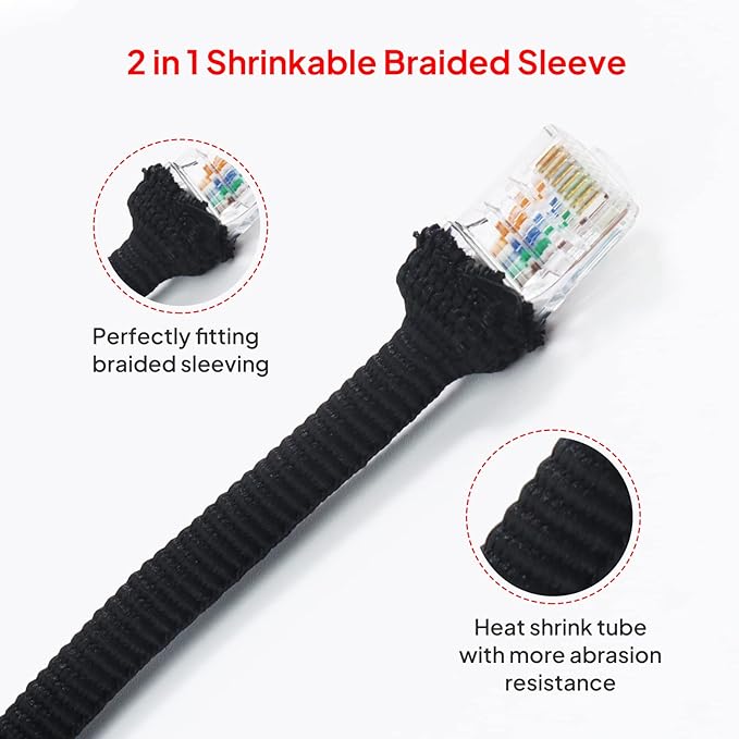 Sonoreboom 2 in 1 Heat Shrink Braided Sleeving Fabric Tubing-Ideal fit Irregular Shape Hose/Cable/Wire (1/2"(12mm), 14FT)