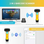 NETUM Upgraded QR Industrial Bluetooth Barcode Scanner with Charging Dock, Wireless 2D 1D Bar Code Reader 2600mAh Drop Protection Shock Dust Proof Hands Free for Windows Mac Android iOS (RD-1200)