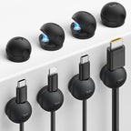 8Pack Magnetic Cord Organizer Clips - Lamicall [Mini-Soft Silicone] Cable Management for Phone Charger Cord, Durable Adhesive Cable Holder for Desk Nightstand, Home Office Organizer Gadget Accessories