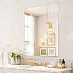 Mirrorons Bathroom Mirror 28"×36", Modern Bathroom Vanity Mirror, Frameless Mirror with Polished Edge for Bedroom, Living Room, Entryway, Shatterproof (Horizontal/Vertical)