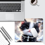 Cute Cat Square Mouse pad, Texture, Waterproof, Anti Slip Rubber Base, Computer Mouse pad, Laptop Mouse pad