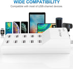 USB Charging Stations 50w10A 10 Ports Multiple Charging Block/Power USB Strip for iPhone Android Smartphone Tablet Smart Watch AirPods Samsung and Multiple Charger Plug…