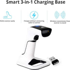 ScanAvenger Wireless Portable 1D&2D with Stand Bluetooth Barcode Scanner: 3-in-1 Handheld Scanner, Rechargeable Battery for Inventory - USB Bar Code/QR Reader (1D&2D with Next Gen Stand)