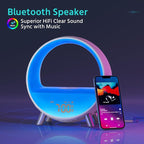 MOMILLA Sunrise Alarm Clocks with Bluetooth Speaker, White Noise Sound Machine with with Wireless Charging Station, 11 Lights Effects Night Light, Wake up Light Sunset Lamp Bedrooms for Adults Kids