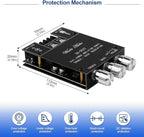 ZK-502T Power Amp Bluetooth 5.0 Audio Amplifiers Board 2.0 Channel 50W+50W AUX BT DC12-24V Mini Stereo Amplifier Module with Treble and Bass for DIY Home Speakers
