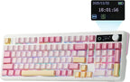 EPOMAKER TH99 PRO 96% Mechanical Keyboard with Screen & Knob, 10000mAh, 2.4Ghz/BT, Hot Swap, Custom Driver, RGB Backlight, PBT Keycap, Wireless Gaming Keyboard for PC/Mac (Pink, Sea Salt Silent)