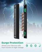 2 Pack Surge Protector Power Strip with 6 Outlets 4 USB Ports (2 USB C) 12-Foot Extension Cord Flat Plug 900 Joules 15A Circuit Breaker Wall Mount Desk USB Charging Station for Home Office