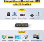 SHERRIVA 4K HDMI Splitter 1 in 2 Out – 4K@60Hz, 1080p@240Hz, HDMI 2.0, Mirror/Duplicate Screens, Auto Downscaling, EDID, 18Gbps, HDCP 2.3, Compatible with Dual Monitors, TV, PS4, Amplifier