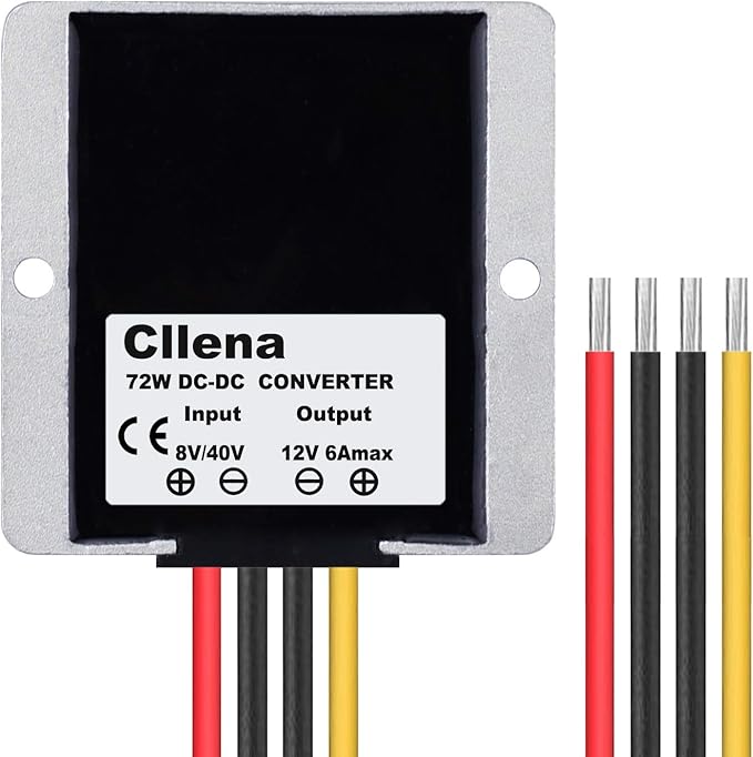 Cllena DC 8V-40V to 12V 6A Automatic Buck Boost Converter Step Down/Up Regulator Voltage Reducer Converter Waterproof Regulated DC Power Supply for Golf Cart Club Car LED Light