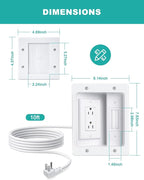 HAPYTHDA in Wall Cable Management Kit,TV Cord Hider for Wall Mounted TV with Two Triple Outlet and 10ft Cord,20A TV Wire Hider for Wall Easy Achieve Safe Cable Management