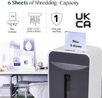 WOLVERINE 6-Sheet 2x6mm Super Micro Cut High Security Level P-5 Ultra Quiet Paper/Credit Card Shredder for Home Office by Manganese-Steel Cutter and 5 Gallons Pullout Waste Bin SD9610