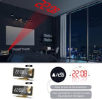Mightree Projection Alarm Clock for Bedroom, Digital Alarm Clock with USB Charger, 7.4" Large LED Mirror Display Radio Alarm Clock, Dual Smart Alarm with Projection on Ceiling, Rich Gold