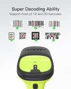 Inateck 2D Barcode Scanner, Wireless Bluetooth QR Code Scanner with AI APP & SDK, 180-Day Battery Life, Fast & Accurate Scanning, Compatible with iOS/Android/Windows