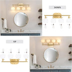 Shenmoyl Bathroom Light Fixtures, 4-Light Brass Vanity Wall Light Over Mirror with White Tulip Glass Shade for Bedroom Living Room (Bulb Not Included)