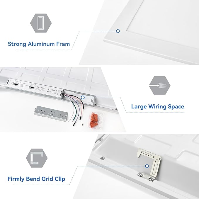 CycevSun 18-Pack 2x4 LED Flat Panel Light - Drop Ceiling, 40/50/60W Selectable, 6600LM, 4CCT 3000K/4000K/5000K/6000K Switchable, 0-10V Dimmable, 100-277V, ETL Listed