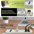 GoGreen Power Inc. (G-16103M-12-2) 6 Outlet Surge Protector, 12FT Cord, White, 2 Pack