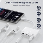 INVERSE NET Headphone Adapter for iPad, Headphone Splitter for 2 Headphones,3 in 1 USB C to 3.5mm Jack Audio Adapter with 60W Fast Charging Compatible with S24/23 Ultra.