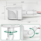 TREEWELL 240-Degree Replacement Motion Detector, Adjustable Time & Detection Sensitivity Up to 60 Feet Range, 3 Working Modes Pir Motion Sensor for Security Floodlight, White, UL Listed