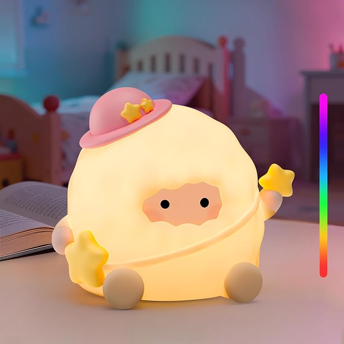 Baby Night Light, Touch Control Rechargeable Nursery Lamp with Dimmable Soft Light, Portable 3 Brightness Level and 7 Colors LED Nightlight for Kids Room, Breastfeeding, Sleep
