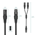 2 Pack XLR Splitter Cable,1 Female to 2 Male,5 FT Stereo Mic to L&R Audio Y-Splitter Cable