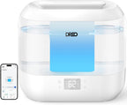 DREO Smart Humidifiers for Bedroom, Top Fill 4L Supersized Humidifier Large Room with 28 dB, 36H Runtime, Touch/APP/Voice Control, Nightlight, Cool Mist Humidifiers for Baby, Plants, Indoor, White