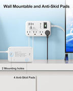 Beeiker 6 USB(2 USB C) Surge Protector Power Strip- 10 Ft Extension Cord with 24W USB Charging Station and 4 Outlets, Long Flat Extension Cord with Multiple Outlets for Travel Home Office Dorm White