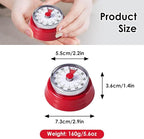 Visual Timer, Teeloray 60-Minute Countdown Timer, Kitchen Timer with Magnetic Base, Mechanical Clockwork, Ringer Alert, Time Management Tool for Children and Adults, Study/Work/Cooking (Red)