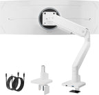 monTEK Single Monitor Arm with USB for Max 45 Inch Ultrawide Screens Adjustable Monitor Desk Mount Holds 35 Lbs Cable Management with C Clamp/Grommet Desk Mount, VESA 75/100mm, MA1007UCWH