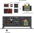 WZRELB 3500W 12VDC 120VAC Pure Sine Wave Power Inverter, 2 AC Outlets, Wired Remote Control, RV (RBP-350012WR)