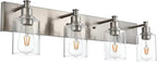 TODOLUZ Bathroom Vanity Light Fixtures, 4-Lights Modern Brushed Nickel Wall Mounted Lamp with Clear Glass Shade for Bedroom Over Mirror