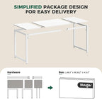 Huuger Computer Desk, 80 Inch Office Desk, Gaming Desk with Storage, Writing Desk Work Desk for Home Office, Study, Long Simple Desk, Large Legroom, Metal Frame, White