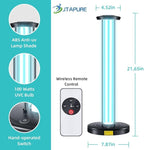 JTAPURE 100W UV Light with Ozone, 3-Gear Timer & Remote Control, Home Purification Device, Dust Mite & Mold Eliminator, Bed Bug Remover for Bathroom, Bedroom, Basement