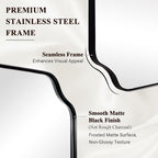 ANDY STAR 30x48 Inch Large Mirror, Matte Black Rectangle Mirror for Wall, Bathroom Mirror in Premium Stainless Steel Metal Thin Frame Deep 1’’, Unique Scalloped Edge, Hangs Vertically/Horizontally