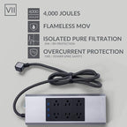Austere VII Series, 6 Outlet Surge Protector Power Strip, 4000 Joules, Isolated EMI/RFI Filtering, 1 USB-C 45W Fast Charger, 2 USB-C and 2 USB-A 2.4 amp Ports, 7 Year Component Guarantee