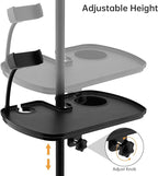 Microphone Stand Tray with Mic Phone Holder, 12.2" x 7.91" Large Shelf Adjustable Clamp On Rack Tray for Stage Music Stand Live Streaming Broadcast Audio Recording