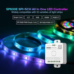BTF-LIGHTING SP630E Bluetooth LED Controller Support PWM Monochrome CCT RGB RGBW RGBCCT Or SPI TTL IC Chip LED Strip WS2811 WS2812B WS2813 WS2814 WS2815 SK6812 LB1934 etc DC5V DC12V DC24V