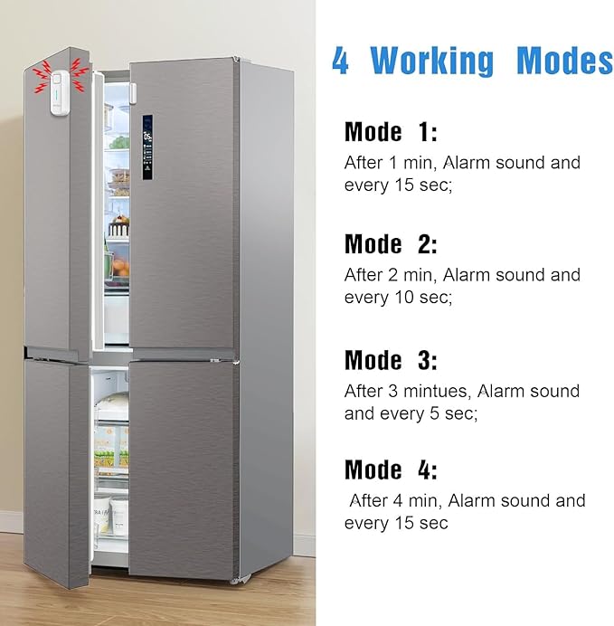 DAYTECH Refrigerator Door Alarm Freezer Door Left Open Alarm with Delay 1/2/3/4 mins Window Door Ajar Alert Fridge Alert 0 to 120 dB for Freezer Home Store Business Office 3 Sets White