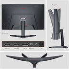 KOORUI 27 Inch Curved Gaming Monitor, Full HD 1080p 1500R 180Hz Computer Monitor, 99% sRGB, Adaptive Sync, Display Port 1.2x1 & HDMI 2.0x2, Eye Care, VESA Compatible, Black 27E6CA