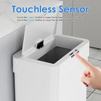 AthLike Sensor Trash Can, Touchless Motion Sensor Trash Bin, Smart Automatic Garbage Can with Soft-Close Lid, Bag Retainer Ring and Display Light,for Kitchen,Living Room Office (White, 21.1 Gal)