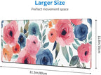 CANFLASHION Desk Pad,Office Desk Mat 31.5"×11.8" Large Gaming Mouse Pad,Durable Extended Computer Mouse Pad,Waterproof Thick Big Mouse Pads with Non-Slip Rubber Base Office Home Watercolor Floral