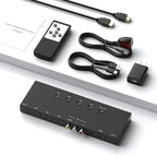 Y.D.F (3 HDMI 2.0 + 1 RCA) to 2 HDMI Converter (4 In 2 Out, 2 Outputs Can Simultaneous Display) Switcher Splitter Support 4:3/16:9 Switching for N64 NGC Wii Xbox PS2/3/4/5 Switch Apple TV Fire TV Roku